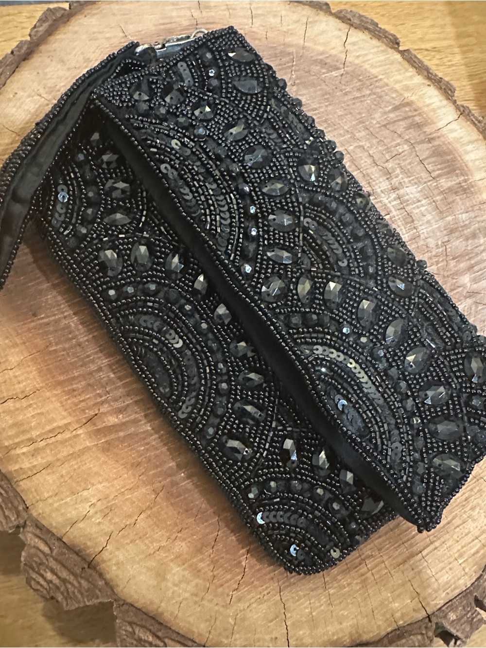 Beaded Black Evening Clutch
